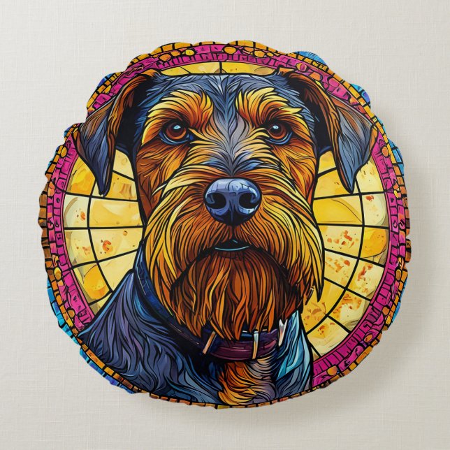 Schattige cartoon hond rond kussen (Voorkant)