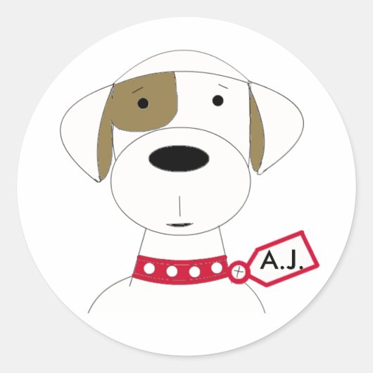 Schattige Cartoon Hond Ronde Sticker (Voorkant)