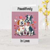 Schattige Cartoon Honden Valentijnsdag Kaart (Gele Bloem)