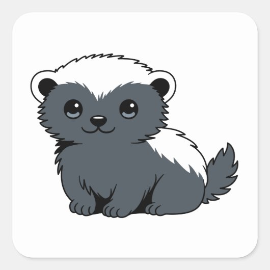 Schattige Cartoon Honingdas Vierkante Sticker (Voorkant)