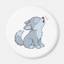 Schattige Cartoon Huilende Wolf Pup Magneet