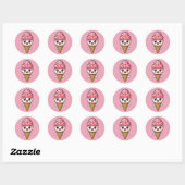 Schattige Cartoon Ice Cream Cone Ronde Sticker (Vel)