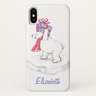 Schattige Cartoon Ijsbeer met Kerstcadeaus Case-Mate iPhone Case
