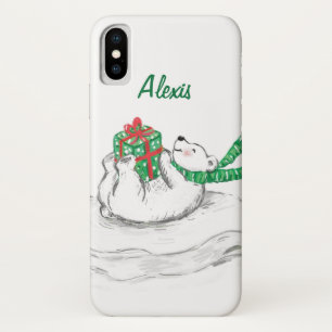 Schattige Cartoon Ijsbeer met Kerstcadeaus Case-Mate iPhone Case