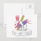 Schattige Cartoon IJsbeer met Kerstcadeaus Feestdagenkaart (Voorkant / Achterkant)