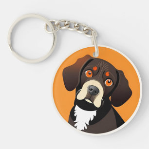 Schattige Cartoon Illustratie van een Pup Sleutelhanger