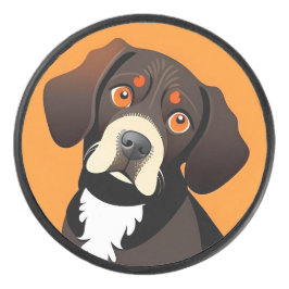 Schattige Cartoon Illustratie van een Puppy Hockey Puck