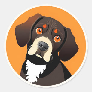 Schattige Cartoon Illustratie van een Puppy Ronde Sticker