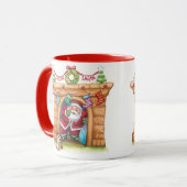 Schattige Cartoon Jolly Sinterklaas komt door de s Mok (Voorkant links)