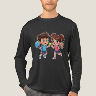 Schattige Cartoon Jongen en Meisje Spelen Padel Te Tri-Blend Shirt