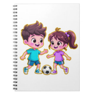 Schattige Cartoon Jongen en Meisje Spelen Samen Vo Notitieboek