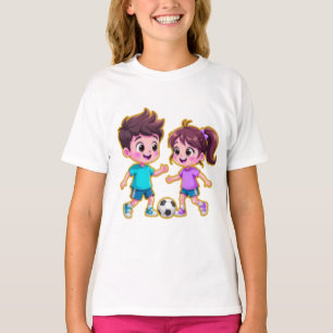 Schattige Cartoon Jongen en Meisje Spelen Samen Vo T-shirt