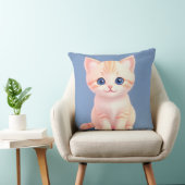 Schattige Cartoon Kat Met Blauwe Ogen Kussen (Stoel)