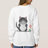 Schattige Cartoon Kat Met Bloem Trui (Achterkant)