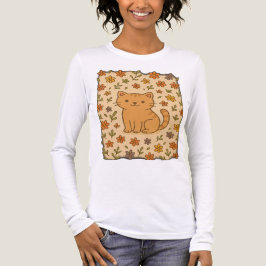 Schattige Cartoon kat met bloemenpatroon Tri-Blend Shirt