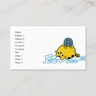 Schattige Cartoon Kat met garen balnaam Kaart Visitekaartje