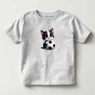 Schattige Cartoon Kat met Voetbal Kinder Shirts