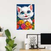 Schattige cartoon kat poster (Thuiskantoor)