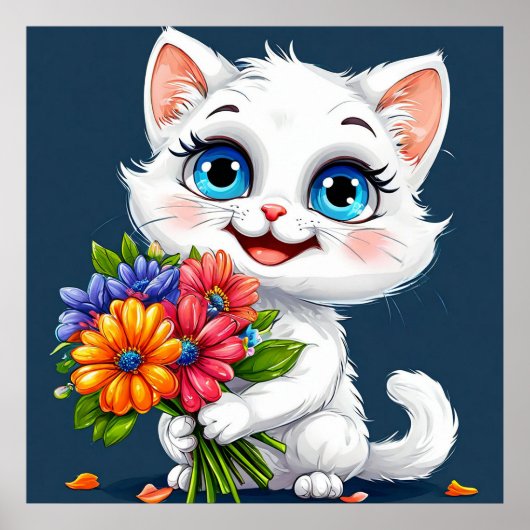 Schattige cartoon kat poster (Voorkant)