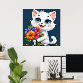 Schattige cartoon kat poster (Thuiskantoor)