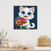 Schattige cartoon kat poster (Keuken)