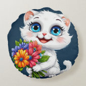 Schattige cartoon kat rond kussen (Achterkant)