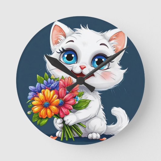 Schattige cartoon kat ronde klok (Voorkant)