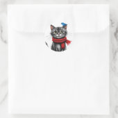 Schattige cartoon kat ronde sticker (Tas)