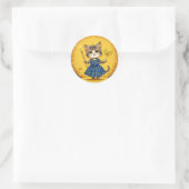 Schattige cartoon kat ronde sticker (Tas)