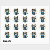 Schattige cartoon kat ronde sticker (Vel)