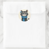 Schattige cartoon kat ronde sticker (Tas)