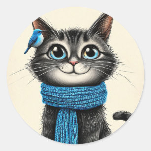 Schattige cartoon kat ronde sticker