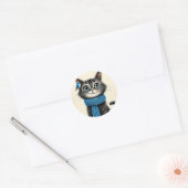 Schattige cartoon kat ronde sticker (Envelop)