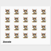 Schattige cartoon kat ronde sticker (Vel)