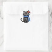 Schattige cartoon kat ronde sticker (Tas)