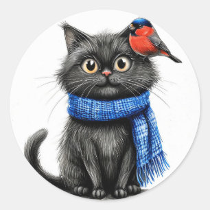 Schattige cartoon kat ronde sticker