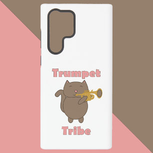 Schattige Cartoon Kat Speelt Trompet Stam Grappig Samsung Galaxy Hoesje