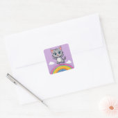 Schattige Cartoon Kat Springt Joolijk Vierkante Sticker (Envelop)
