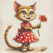 Schattige cartoon kat sticker (Voorkant)