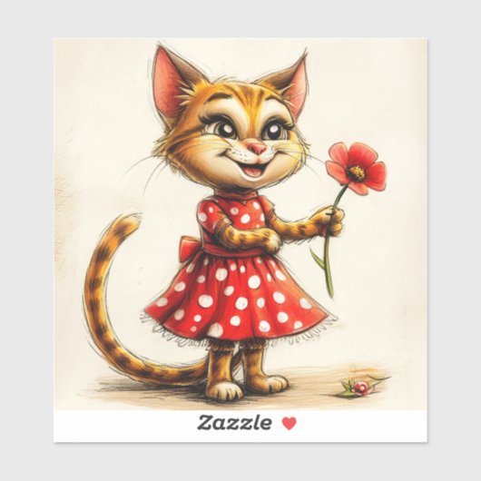 Schattige cartoon kat sticker (Vel)