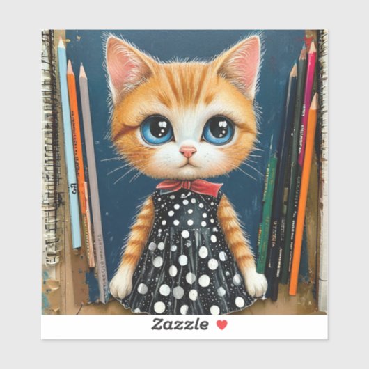 Schattige cartoon kat sticker (Vel)