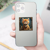 Schattige cartoon kat sticker (Telefoon)