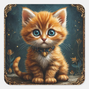Schattige cartoon kat vierkante sticker