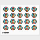 Schattige cartoon katje ronde sticker (Vel)