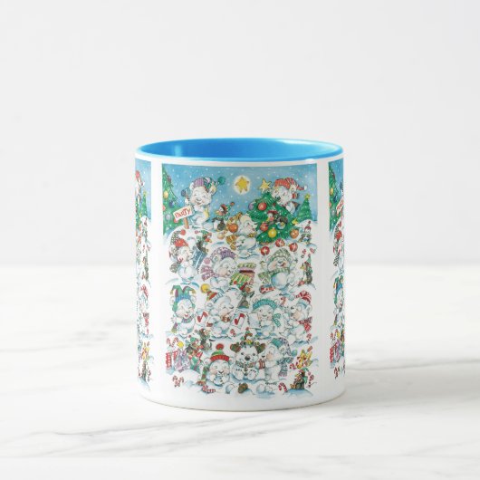 Schattige Cartoon Kerst ijsbeer pinguïn feestje Mok (Midden)