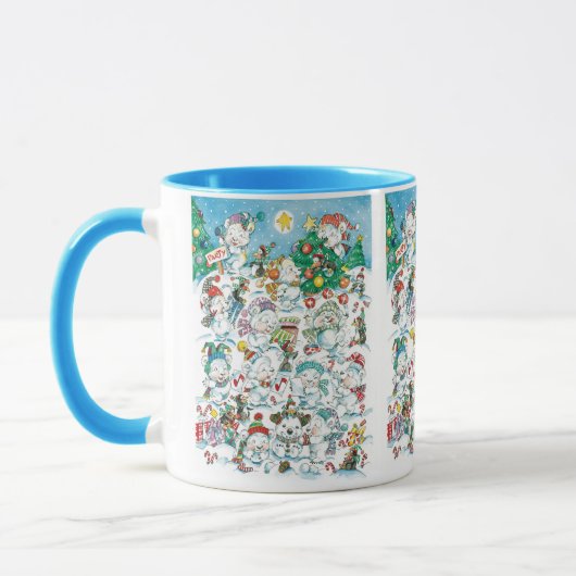 Schattige Cartoon Kerst ijsbeer pinguïn feestje Mok (Links)