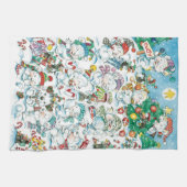 Schattige Cartoon Kerst Ijsbeer Pinguïn Feestje Theedoek (Horizontaal)