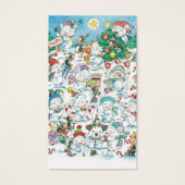 Schattige Cartoon Kerst Ijsbeer Pinguïn Feestje Visitekaartje (Voorkant)