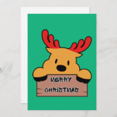 Schattige Cartoon Kerst Rendier Platte Kerstkaart (Voorkant / Achterkant)