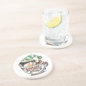 Schattige Cartoon Kerstelf die slaapt in een Theek Zandsteen Onderzetter (Zijkant)